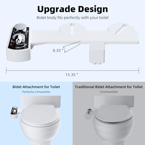 Hibbent Bidet Attachment for Toilet, Hot and Cold Water Spray Non-Electric Dual Nozzle for Frontal & Rear Wash, Adjustable Water Pressure Control, Self Cleaning Water Sprayer, Black/Chrome - color: Black