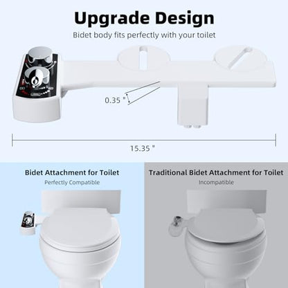 Hibbent Bidet Attachment for Toilet, Hot and Cold Water Spray Non-Electric Dual Nozzle for Frontal & Rear Wash, Adjustable Water Pressure Control, Self Cleaning Water Sprayer, Black/Chrome - color: Black