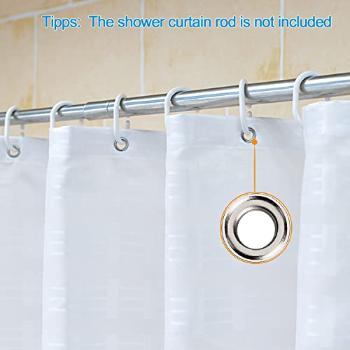 White Fabric Shower Curtains Waffle Weave 48 inch Length for Bathtub | Water-Repellent Fabric 12PK Hooks - color: White, size: 70"W x 48"L (Pack of 1)