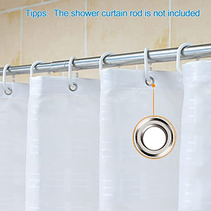 White Fabric Shower Curtains Waffle Weave 48 inch Length for Bathtub | Water-Repellent Fabric 12PK Hooks - color: White, size: 70"W x 48"L (Pack of 1)