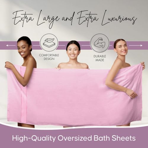 Pink Bath Sheets Extra Large (35x70 Inches), 100% Ring-Spun Cotton, 600 GSM - Super Soft, Highly Absorbent, Premium Hotel Quality Bath Towels Set of 2 - color: Pink