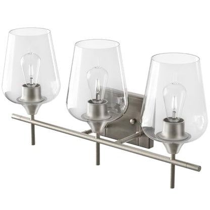 VONLUCE 3 Light Bathroom Vanity Light Fixture,Brushed Nickel | Wine Glass Shades, E26 Sockets, Easy to install, Vanity Lights for Bathroom Bedroom Hallway Living Room - color: Nickel, size: 3-Light