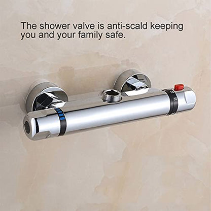 Garosa Thermostatic Faucet Wall Mounted Thermostatic Shower Valve Constant Temperature Hot Cold Water Mixer Valve for Bathroom RV Clawfoot Tub(Nozzle up)
