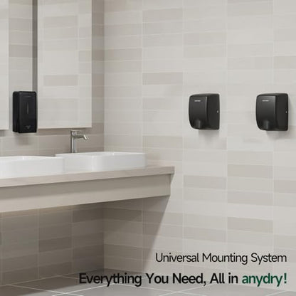 anydry Compact Hand Dryer for Bathrooms, Matte Black Stainless Steel Finish | Ideal for Commercial or Home Use, High-Speed Airflow, Fast Drying, AC 100–130 V~, Smart Warm Wind, Easy Hardware Wiring - color: Fingerprint-resistant Matte Black