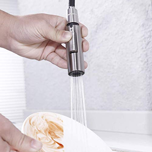 7Trees Pull Down Spray Head for Kitchen Faucet, 2-Function Bathroom Faucet Replacement Head, Water Nozzle, 1.8 GPM G1/2 Pull-Out Spray Nozzle, 0.8inch Connector (Brushed Nickel) - color: Brushed Nickel