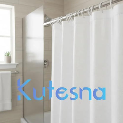 Kutesna 24PCS Shower Curtain Hooks,White Shower Curtain Rings | Plastic Shower Hooks,Easy to Snap Closure,Rust Proof Anti-Drop Shower Rings,Smooth Sliding Curtain Hooks for Shower Curtains - color: White