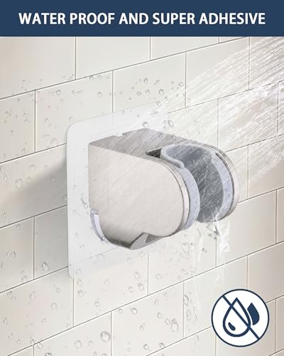 Handheld Shower Head Holder Super Strong Adhesive No Drill Adjustable Wall Mount for Hand Held Wand, Ideal for Kids, Elderly, and Short Users (Brushed Nickel) - color: Brushed Nickel