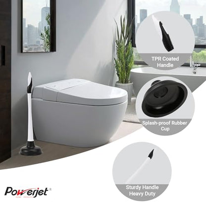 2-Pack Sink Plunger Basic Plunger (2506) – Natural Rubber Bathroom Plunger with Ergonomic Design For Toilets, Sinks, Showers & Kitchen Drains | Splash-Proof, Durable & Effective Unclogging – Black