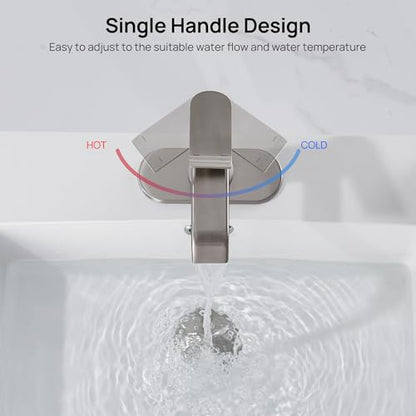 Bathroom Sink Faucet 1 Hole with Metal Pop-up Drain Brushed Nickel | Single Handle Bathroom Faucet with Supply Lines and Deck, Modern Waterfall Bathroom Faucets, for 1 or 3 Hole, G-7001BN - color: Brushed Nickel