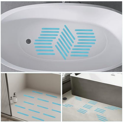 24Pcs Safety Bathtub Strips, Adhesive Non Slip Bathtub Stickers Anti Slip Shower Stickers, Safety Adhesive Strips for DIY, Stair, Floor (Blue) - color: Blue