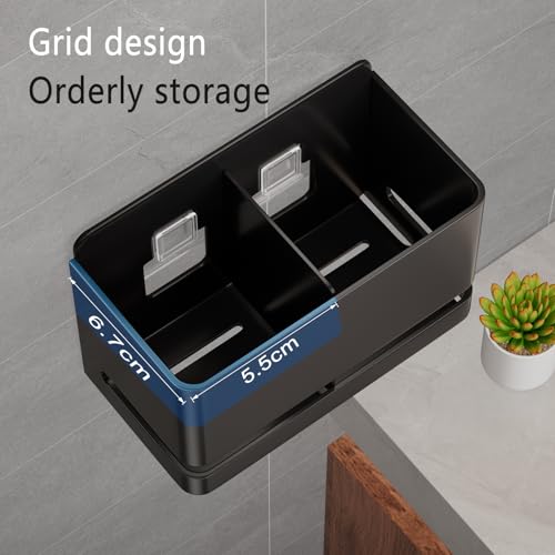 Electric Toothbrush Holder, Wall Toothbrush Holder Bathroom，2 Slot | Made of aluminum; no drilling ; suitable for use in bathrooms, kitchens, and studies. - size: Double slot
