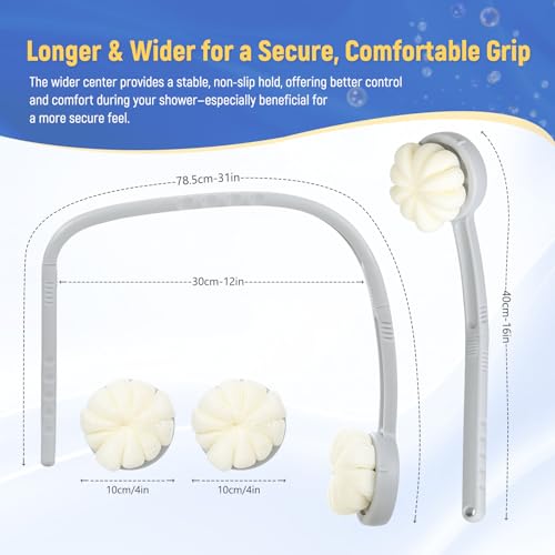 Long Handled Flower Loofah Sponge for Back, Back Scrubber Brush for Shower, Loofah Sponge on a Stick for Men,Women,Elderly - size: 1 Count (Pack of 1)