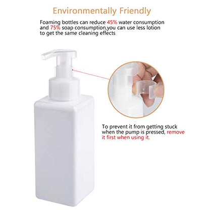 UUJOLY Foaming Soap Dispenser 650ml (22oz) Refillable Plastic Pump Bottle for Liquid Soap, Shampoo, Body Wash (2 Pcs) (White) - color: White, size: 22 oz (2 Pack)