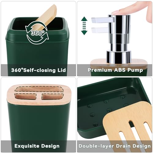 XLHOMO Dark Green Bathroom Sets with Shower Curtain and Rugs,Bathroom Sets Shower Curtain Set with Extra Soft and Absorbent Bathroom Rugs Green Bathroom Accessories - size: Bath Set+Shower Curtain+Bath Rugs, style: Dark Green
