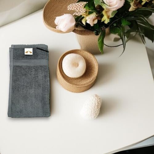 Mango Gifts 100% Cotton Hand Towels Set of 2, 16 x 28 Inch, Soft Combed Cotton, Highly Absorbent, Quick Dry, Sustainable Towels for Bathroom, Hotel, Spa, Dorm, Grey - color: Grey