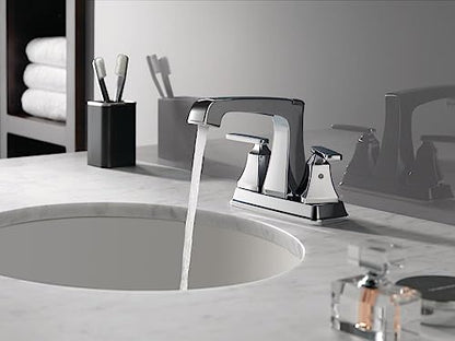 Delta Faucet Ashlyn Centerset Bathroom Faucet, Chrome Bathroom Sink Faucet, 2 Handle Bathroom Faucet, Diamond Seal Technology, Metal Drain Assembly, Chrome 2564-MPU-DST - color: Chrome