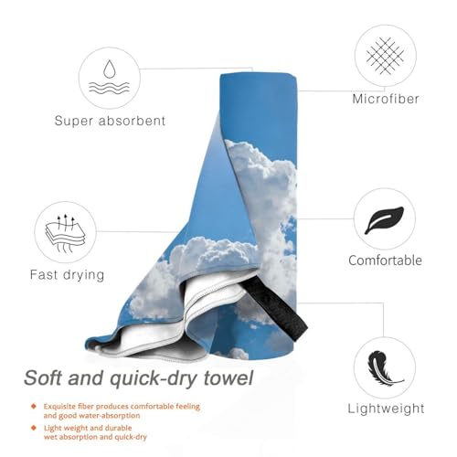 Clouds and Blue Sky Quick Dry Bath Towels - Super Soft Bath Towels for Home, Spa, Gym, Travel - color: Clouds and Blue Sky, size: 27.5"x55"
