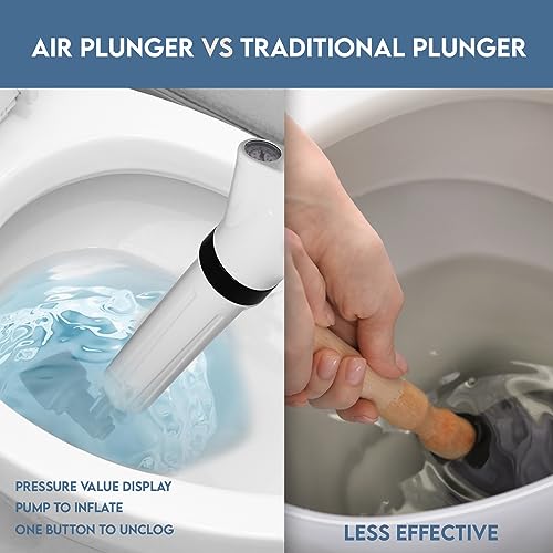 Air Plunger Drain Clog Remover By Sleek Home- High-Pressure Air Toilet Plunger & Drain Unclogger- Drain Cleaner & Hair Clog Remover Air Blaster (ABS)
