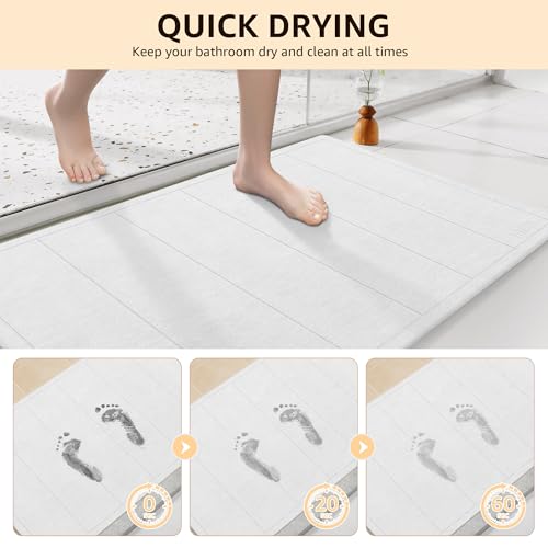 Yolife 32"x 20" Stone Bath Mat Large, Diatomaceous Earth Bath Mat for Bathroom, Super Absorbent Quick Drying Stone Shower Mat, Non-Slip Natural Diatomite Bathroom Floor Mat, Easy to Clean (White Grey) - color: White Grey