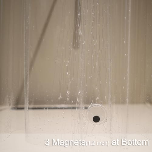 Extra Wide Shower Curtain Liner 84 x 72 Inch Clear Midweight Bathroom Shower Curtains with Rings and 3 Weighted Magnets, Premium PEVA, Waterproof Plastic Shower Liner, 84x72 inch Clear - color: Clear, size: 84"W x 72"L (Pack of 1)