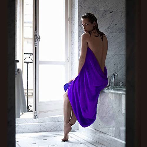 MYLSMPLE Microfiber Luxury Bath Sheet Extra Large Bath Towel Fast Drying Beach Towel (36 Inch X 72 Inch, Purple) - color: Purple