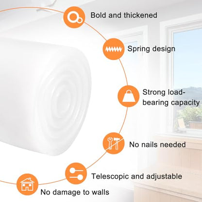 uxcell Tension Curtain Rod, Adjustable 39 to 75 inches, 0.75" Dia White Spring Tension Rod No Drilling Expandable Tension Rod for Doorway, Kitchen - size: 39-75 inch