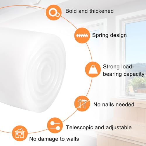 uxcell Tension Curtain Rod, Adjustable 32 to 59 inches, 0.75" Dia White Spring Tension Rod No Drilling Expandable Tension Rod for Doorway, Kitchen - size: 32-59 inch
