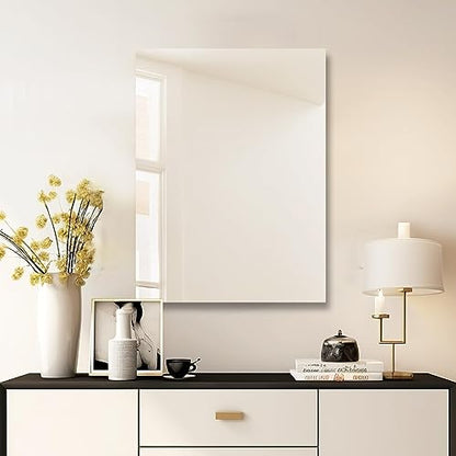 Bathroom Vanity Mirror 24"x32" Frameless Wall Mirror Shatterproof | Modern Wall Mount Vanity Mirror, Hangs Horizontally or Vertically, for Over Sink, Living Room, Bedroom, Upgraded Packing - size: 32"L x 24"W