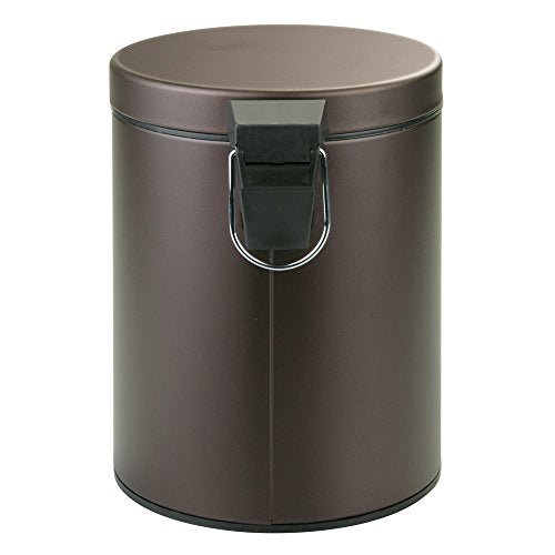 iDesign 44211EU Metal Step Trash Can with Lid, 5 Liter Waste Basket Bin with Insert for Bathroom, Kitchen, Office, 8" x 8" x 11", Bronze | Waste Basket Bin with Insert, For Bathroom, Kitchen, Office - color: Bronze, style: Pack of 1