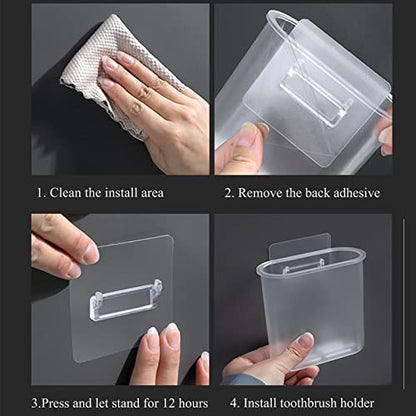 Toothbrush Holders Wall Mounted, Self Adhesive Tooth Brush Holder for Bathroom Electric Toothbrush Toothpaste Razor Bathroom Accessories(Clear) - color: Clear-1