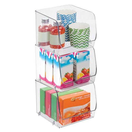 iDesign Stackable Open-Front Storage Bins, Set of 3, Clear | Kitchen and Pantry Organization - style: Pack of 3