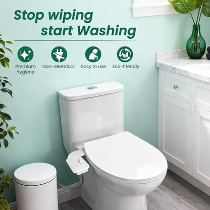 Bidet Attachment for Toilet,Self Cleaning Slim Bidets for Toilets,Non-Electric Dual Nozzle for Frontal & Rear Wash,White - color: A3-Bidet Attachment