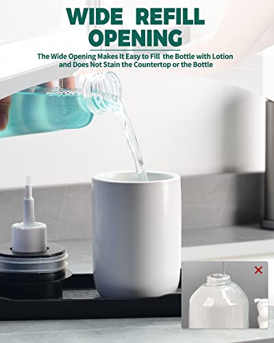 BosilunLife Foaming Soap Dispenser Dish, Soap Bottle Hand Wash Dispenser | Ceramic White Soap Dispenser Bathroom Small Foam Hand Dispenser Refillable Kitchen - color: White-foam Pump