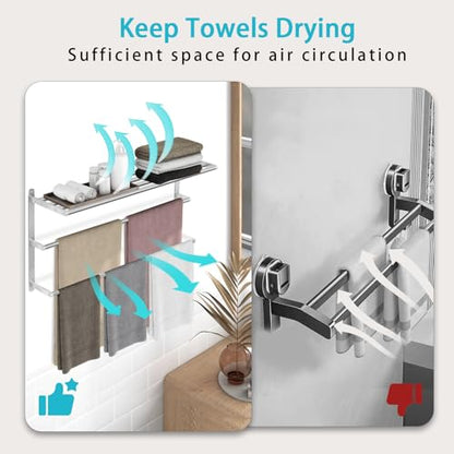 32 inch Towel Racks for Bathroom, VOTZAAQ Towel Shelf with Double Towel Bar, Stainless Steel Towel Storage for Lavatory Wall Mounted, 3-Tier Towel Hanger Towel Holder, Brushed Nickel - size: 32 Inch