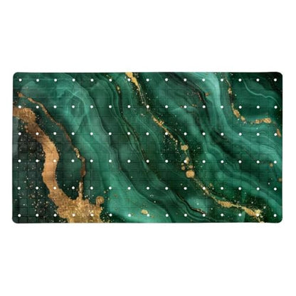 Non Slip Shower Mat Bathtub Mat 15.1x26.8 Inch, Quick Dry Bath Mat with Drain, Soft PVC Bath Mats for Bathroom Tub Shower Floor, Green Marble Gold Veins - color: Multi 5