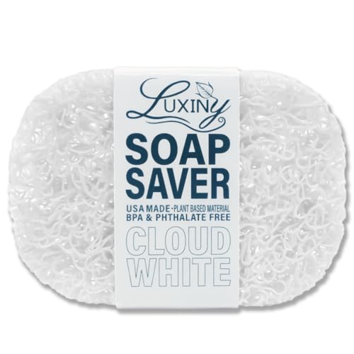 Soap Savers for Bar Soap, American Made by Luxiny, Lifts Soap in Soap Dishes & Shower Soap Holders -Handmade Soap Lasts Longer -Made from Plant Based Materials (Cloud White) - color: White