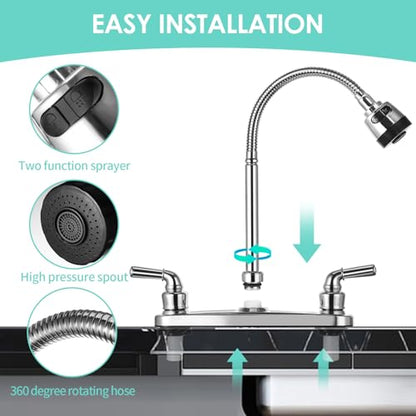 RV Kitchen Faucet Non-Metallic, Flexible Spout for Campers, Motorhomes, Travel Trailers - color: Chrome