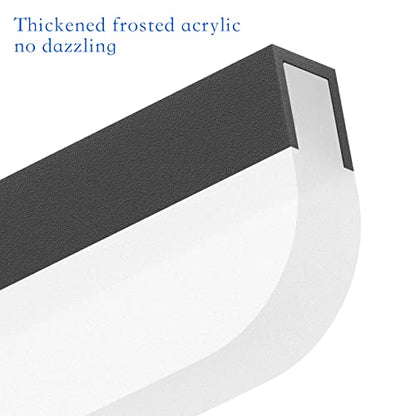 Ralbay 40" LED Black Vanity Light 40W Frosted Aluminum Modern LED Black Bathroom Vanity Light Fixtures Over Long Mirror LED Modern Bath Lighting 6000K White Light - color: Black, size: 40 inch