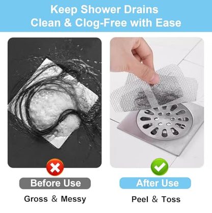 100 Pcs Waterproof Disposable Hair Drain Stickers, Peel & Stick Hair Trap | 4"×4" Disposable Shower Drain Hair Catcher, Peel & Stick Hair Trap for Bathroom Bathtub Kitchen Laundry