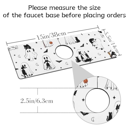 Halloween Kitchen Sink Splash Guard Faucet Mat,Cats Ghosts Bat Halloween Faucet Non-Slip Absorbent Mat,Farmhouse Sink Splash Guard Behind Faucet for Kitchen Bathroom,15"x5.5" - color: Drying Faucet Mat 14