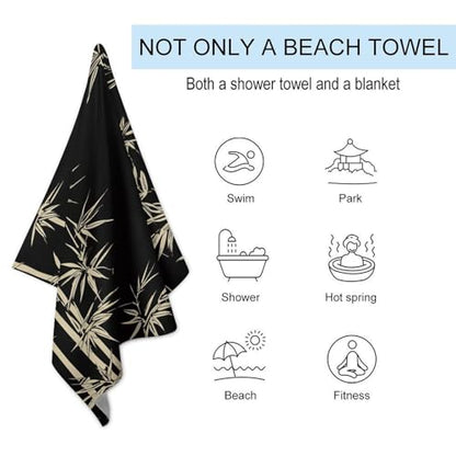 Asian Bamboo Beach Towel 51"x31" Quick Dry Lightweight Sand Free Towels Oversized Soft Thick Pool Towel Highly Absorbent Bath Towels for Adult Quick Dry Travel Camping Gym