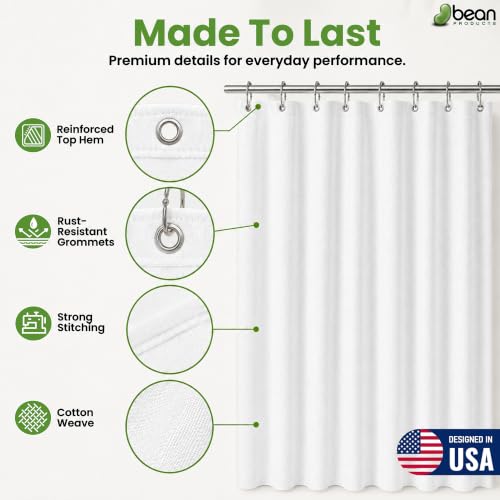 Bean Products White Cotton Bathtub Shower Curtain Liner- 70x74 - color: White, size: 70"W x 74"L (Pack of 1)