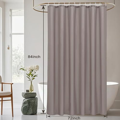 AooHome Extra Long Shower Liner, Fabric Bathroom Curtain with Hooks for Hotel, Weigthed Hem, Water Repellent, 72 x 84 Inch, Chocolate - color: Chocolate, size: 72"W x 84"L (Pack of 1)