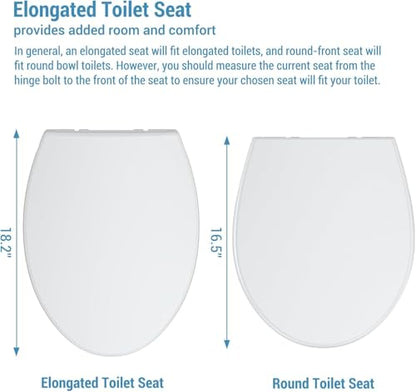 Elongated Soft Close Long Toilet Seat with Magnetic Non-Slip Hinge, Quick-Release Function, American Standard Fit, White - color: white-02, size: Elongated