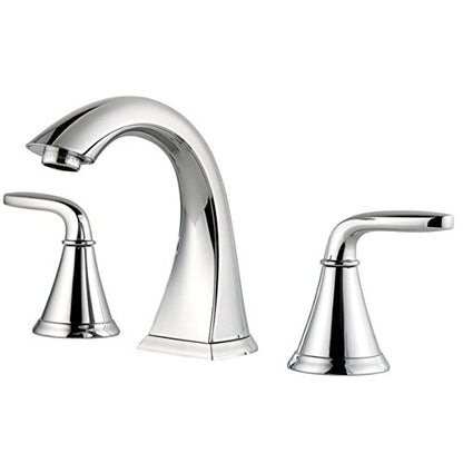 Pfister Pasadena 8 in Widespread Bathroom Sink Faucet 3 Hole Double Handle Polished Chrome Vanity Faucet with Push & Seal Drain and Pfast Connect Technology LF049PDCC - color: Polished Chrome