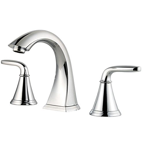 Pfister Pasadena 8 in Widespread Bathroom Sink Faucet 3 Hole Double Handle Polished Chrome Vanity Faucet with Push & Seal Drain and Pfast Connect Technology LF049PDCC - color: Polished Chrome