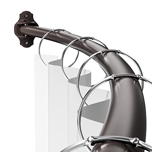 Mcrbeay Curved Shower Curtain Rod, Stainless Steel, Adjustable 40-72 inch | Heavy Duty, Extra Wide Round Shower Rod for Bathroom, Shower Stall, Bathtub, Rustproof, Bronze - color: Bronze, size: 40-72 Inches