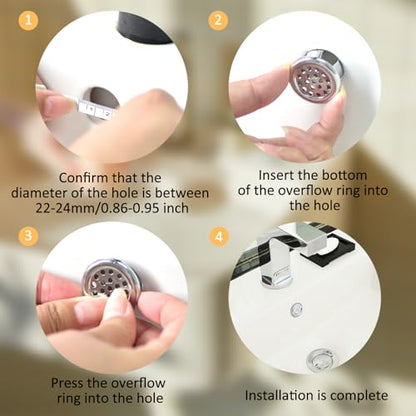 6 Pack Sink Overflow Ring Bathroom Sink Overflow Trim Ring Stainless Steel Mesh Round Hole Cover for Bathroom Kitchen Sink Basin Trim Overflow Cover