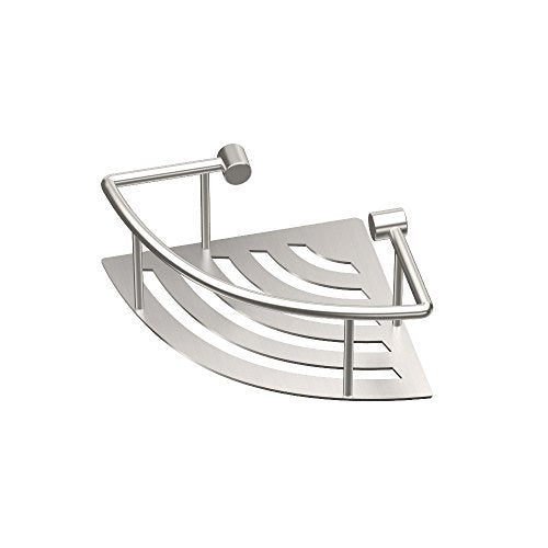 Gatco 1453 Corner Bathroom Shelf, Wall Mounted Space Saving Storage Shelf for Shower Toiletries & Bathroom Accessories, Brushed Finish, 8 Inch - color: Satin Nickel, size: 8 Inch