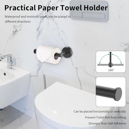 Newfun 10-Pieces Matte Black Bathroom Hardware Set 24 Inch | Includes 24 Inch Towel Racks for Bathroom Wall Mounted, Toilet Paper Holder, Towel Hooks, Towel Rings for Bathroom Wall - color: Matte Black-ring